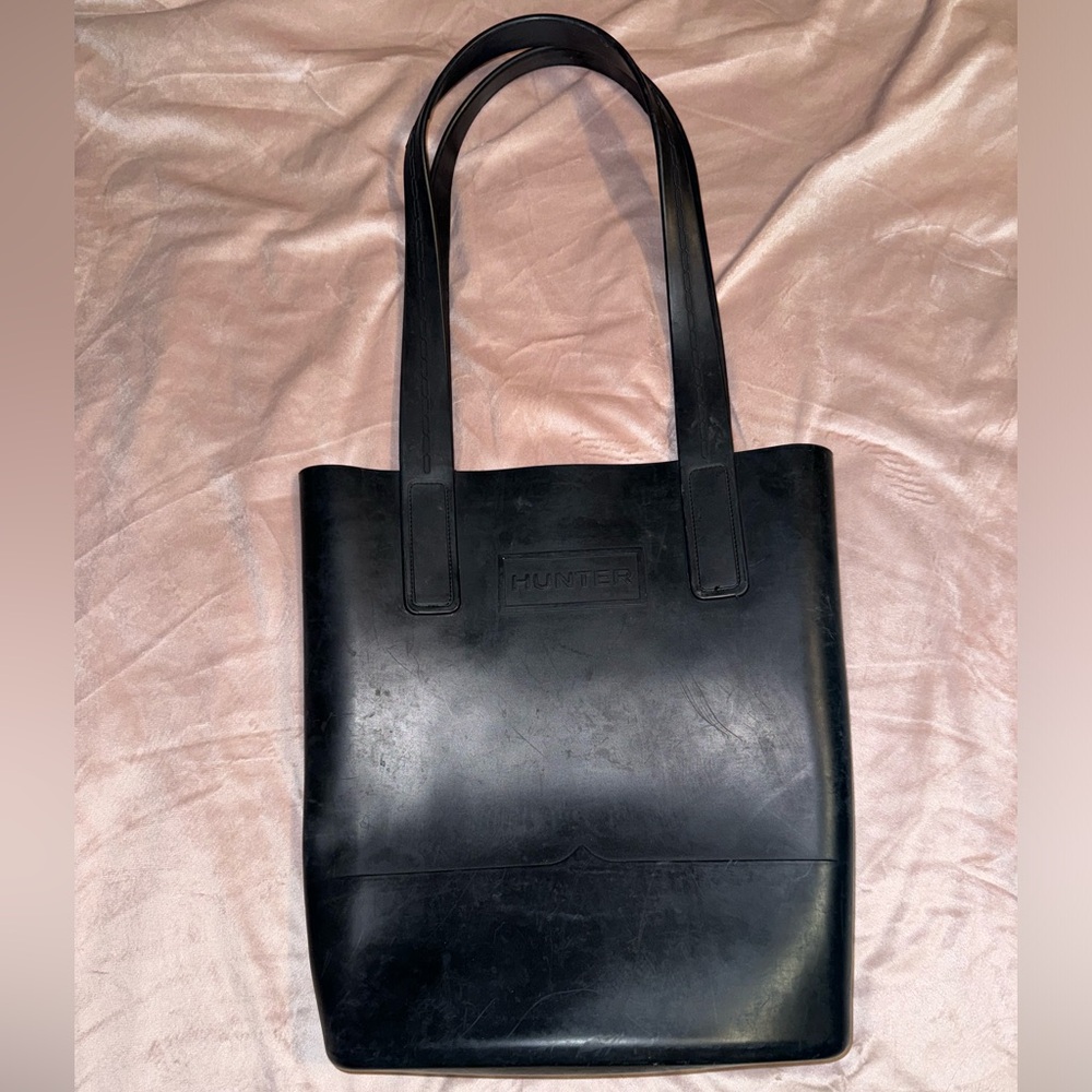 Hunter rubber tote/shoulder bag, black
